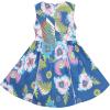 Sunny Fashion Girls Dress Sleeveless Denim Floral Print Flower Detailing