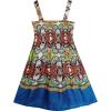 Sunny Fashion Girls Dress Sleeveless Halter Traditional Painting Carving Style