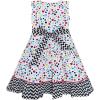 Sunny Fashion Girls Dress Sleeveless Polka Dot Bow Tie Striped Black Wave