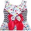 Sunny Fashion Girls Dress Sleeveless Polka Dot Bow Tie Striped Black Wave