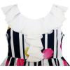 Sunny Fashion Girls Dress Turn-Down Collar Tulip Striped Print Chiffon