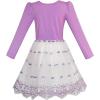 Sunny Fashion Girls Dress Turquoise Long Sleeve Lace 2-in-1 Princess Tutu(Purple)