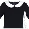 Sunny Fashion Girls Dress White Collar Long Sleeve School Uniform Size 5-10(Black)