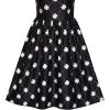 Sunny Fashion Women Clover Pattern Black Swing Casual Party Midi Tea Dress(Black)
