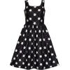 Sunny Fashion Women Clover Pattern Black Swing Casual Party Midi Tea Dress(Black)