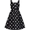 Sunny Fashion Women Clover Pattern Black Swing Casual Party Midi Tea Dress(Black)