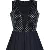 Sunny Fashion Women Sleeveless Sequin Sexy Chiffon Black Party Dress Size S-L(Black)