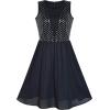 Sunny Fashion Women Sleeveless Sequin Sexy Chiffon Black Party Dress Size S-L(Black)