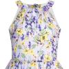 Sunny Fashion Women’s Halter Purple Floral Printed Maxi Casual Party Dress(Purple)