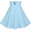 Sunny Fashion Women’s Ruffled Decoration Long Sleeve Vintage Casual Party Dress(Blue)