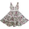 Girls Dress V-Neck Lace Trim Flower Leaves Print Size 4-10 Years 5 Years / Multi-Color