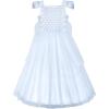 Sunny Fashion Flower Girls Dress White Sparkling Corset Pageant Vintage(White)
