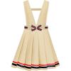 Sunny Fashion Girls Dress Beige Suspender School Uniform Bow Tie Size 7-14(Khaki)
