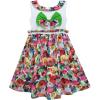 Sunny Fashion Girls Dress Bow Tie Blooming Flower Detailing Collar Green