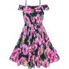 Sunny Fashion Girls Dress Chiffon Sunflower Ruffle Cold Shoulder Maxi Dress