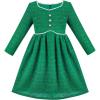 Sunny Fashion Girls Dress Christmas Hat Red Velvet Long Sleeve Holiday Size 4-14(Green Tweed)