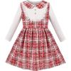 Sunny Fashion Girls Dress Christmas Hat Red Velvet Long Sleeve Holiday Size 4-14(Red Checkered)