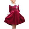 Sunny Fashion Girls Dress Christmas Hat Red Velvet Long Sleeve Holiday Size 4-14(Red White Cuff)