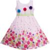 Sunny Fashion Girls Dress Colorful Dot 3 Flower Green Belt Party Birthdayren