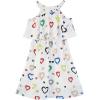 Sunny Fashion Girls Dress Colorful Heart Print Cold Shoulder Party Dress