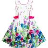 Sunny Fashion Girls Dress Elegant Blooming Rose Flower Garden Print O-Neck
