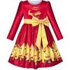 Sunny Fashion Girls Dress Fit & Flare Glitter Jacquard Christmas Holiday(Red Reindeer)