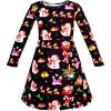 Sunny Fashion Girls Dress Green Forest Red Fox Long Sleeve Size 4-10(Black)