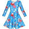 Sunny Fashion Girls Dress Green Forest Red Fox Long Sleeve Size 4-10(Blue 2)