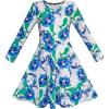 Sunny Fashion Girls Dress Green Forest Red Fox Long Sleeve Size 4-10(Blue)