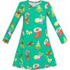 Sunny Fashion Girls Dress Green Forest Red Fox Long Sleeve Size 4-10(Green 2)