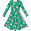 Sunny Fashion Girls Dress Green Forest Red Fox Long Sleeve Size 4-10(Green)