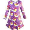 Sunny Fashion Girls Dress Green Forest Red Fox Long Sleeve Size 4-10(Purple)
