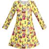 Sunny Fashion Girls Dress Green Forest Red Fox Long Sleeve Size 4-10(Yellow)