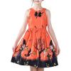 Sunny Fashion Girls Dress Halloween Party Witch Bat Pumpkin Halter Dress(Orange)
