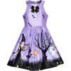 Sunny Fashion Girls Dress Halloween Party Witch Bat Pumpkin Halter Dress(Purple)