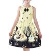 Sunny Fashion Girls Dress Halloween Party Witch Bat Pumpkin Halter Dress(Yellow)