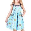 Sunny Fashion Girls Dress Heart Print Pink(Blue Butterfly)