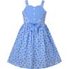 Sunny Fashion Girls Dress Heart Print Pink(Blue Flower)