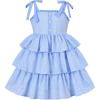 Sunny Fashion Girls Dress Heart Print Pink(Blue Plaid)