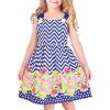 Sunny Fashion Girls Dress Heart Print Pink(Blue Waves)