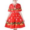 Sunny Fashion Girls Dress Jingle Bell Red Cape Cloak Christmas New Year(Jingle Bell Red)