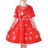 Sunny Fashion Girls Dress Jingle Bell Red Cape Cloak Christmas New Year(Pure Red)