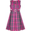 Sunny Fashion Girls Dress Khaki Button Back School Pleated Hem Size 6-14(Pinkish Purple)