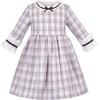 Sunny Fashion Girls Dress Long Sleeve Lace Blue A-line School Uniform(Brown)