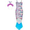 Sunny Fashion Girls Dress Mermaid Headband Princess Halloween Party Size 2-8