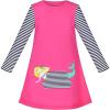 Sunny Fashion Girls Dress Mermaid Princess Long Sleeve Pocket Casual Cotton(Pink Mermaid)