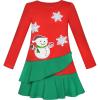 Sunny Fashion Girls Dress Mermaid Princess Long Sleeve Pocket Casual Cotton(Red)