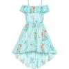 Sunny Fashion Girls Dress Off Shoulder Chiffon Flora Hi-Low Party Dress