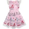 Sunny Fashion Girls Dress Pink Cartoon Castle Princess Party Tulle Dress