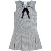 Sunny Fashion Girls Dress Pleated White Black Plaid Collar School Uniform(Black)